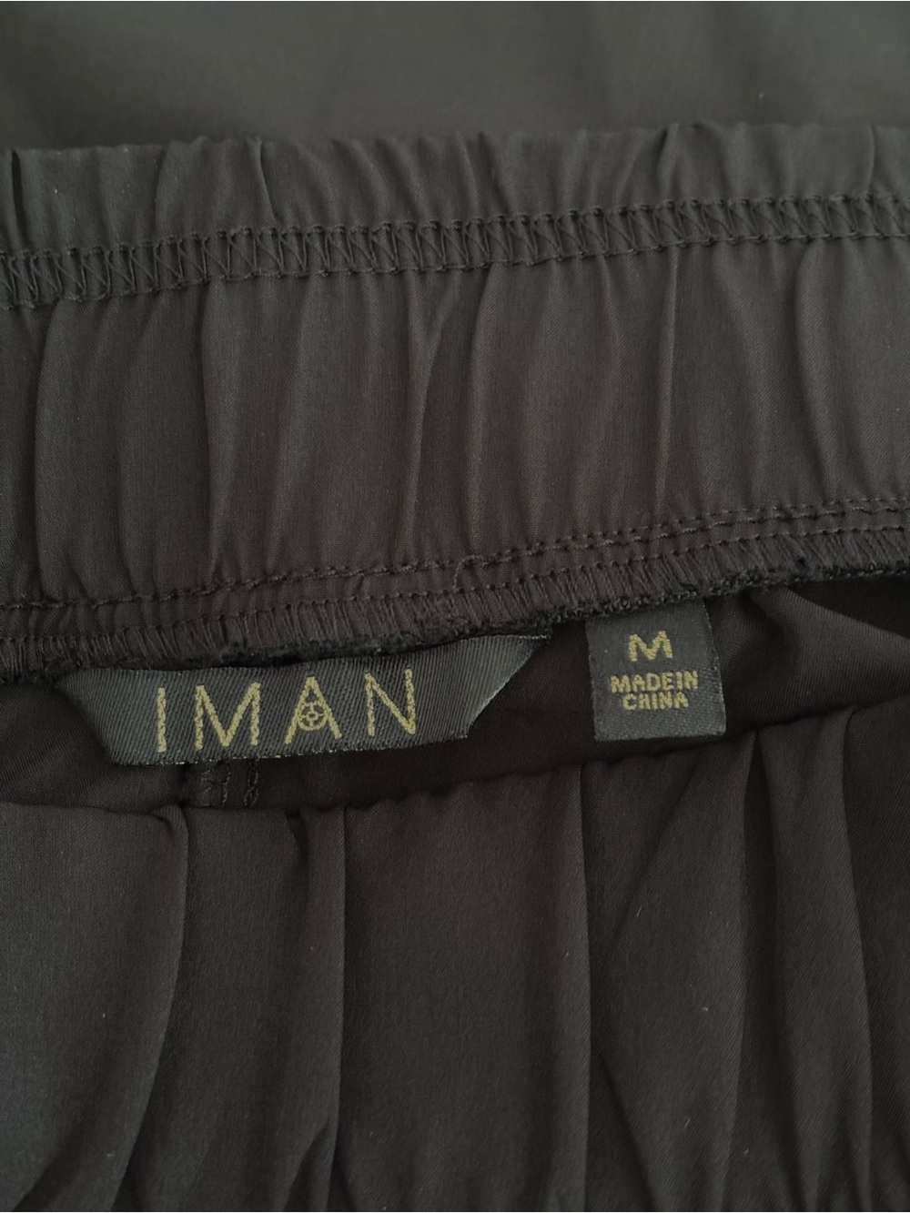 IMAN Black Jogger Pants w/ Leopard Side Stripe | Elastic Waist & Pockets | Sz M - Picture 5 of 6